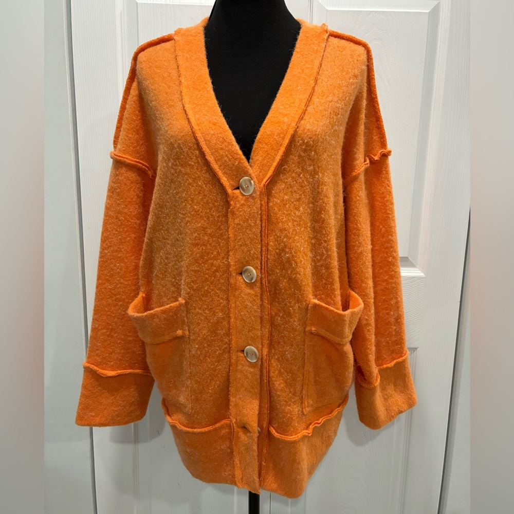 Urban Outfitters Bold Orange Button-Up Cardigan
